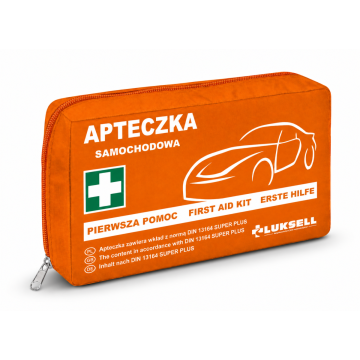 Apteczka samochodowa w nylonowej saszetce DIN 13164 – kompaktowa apteczka do auta zgodna z normą UE