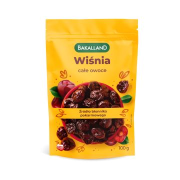 Wiśnia suszona BAKALLAND całe owoce premium bez pestki 100g do deserów i ciast