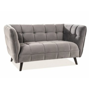 Sofa aksamitna Castello 2 szara Bluvel 14 na nogach Wenge Signal