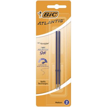 Wkład do długopisu BIC Atlantis Classic, Soft niebieski Blister 2szt