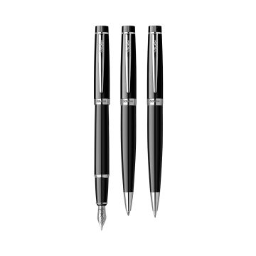 Zestaw ołówek pióro i długopis Scrikss Honour 38 w etui, kolor czarny chrom