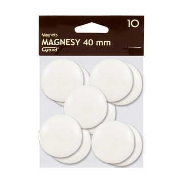 Magnes 40mm GRAND, biały, 10 sztuk