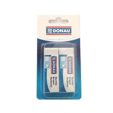 Gumka uniwersalna DONAU 62x21x11 mm biała blister 2 sztuki