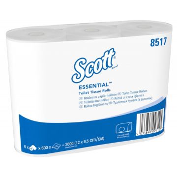 Papier Toaletowy SCOTT Essential Dwuwarstwowy 6 rolek x 600 listków Biały