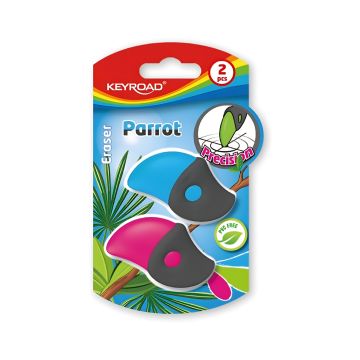 Gumka uniwersalna KEYROAD Parrot mix kolorów 2 sztuki blister