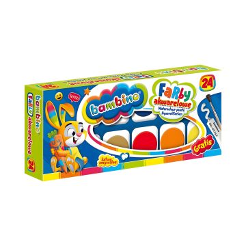 Farby akwarelowe Bambino 24 kolory w dużych pastylkach