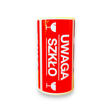 Etykieta ostrzegawcza 100x50 "Uwaga Szkło dwa kieliszki" R40 100 szt.