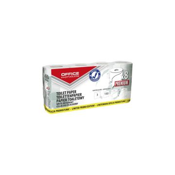 Papier toaletowy celulozowy OFFICE PRODUCTS Premium 3-warstwowy biały 150 listków 15m 8szt.