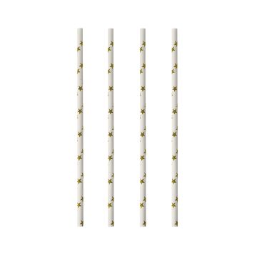 Słomki papierowe Stars wzór gwiazdki długość 200 mm średnica 6 mm 100 sztuk