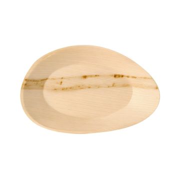 Talerz papierowy z liści palmowych owalny naturalny 26 x 17 x 2,5 cm 25 sztuk