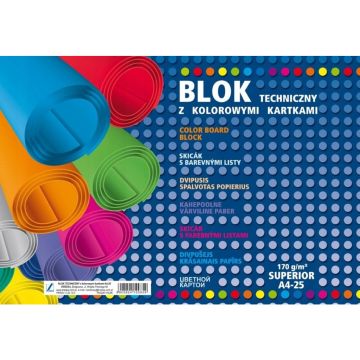 Blok Techniczny Kolorowy A4 170g 25 Kartek SUPERIOR KRESKA