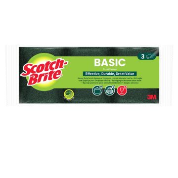 Gąbka do zmywania SCOTCH-BRITE Basic płaska 3 szt. żółto-zielona
