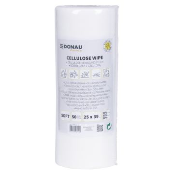 Ścierka z celulozą DONAU HOME soft rolka 25x39cm 50 listków biała