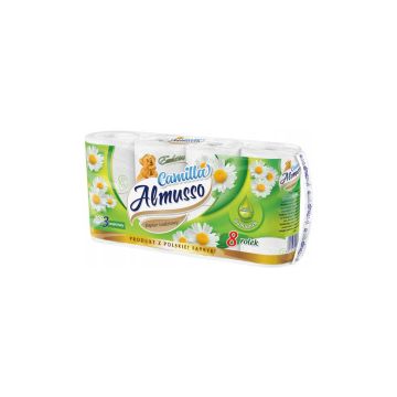 Papier toaletowy Almusso Camiolla biały, celuloza, 3-warstwowy, rumiankowy, 8 rolek