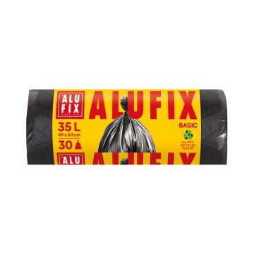Worki na śmieci ALUFIX Economy z polietylenu HDPE, 35 litrów, 30 sztuk, czarne