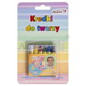Kredki do malowania twarzy, zestaw 6 kolorów