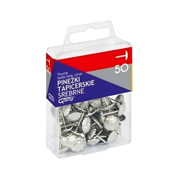 Pinezki tapicerskie metalowe srebrne 50 sztuk
