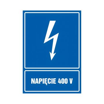 Znak ostrzegawczy napięcie 400V na płycie PCV 105x148 mm nieświecący