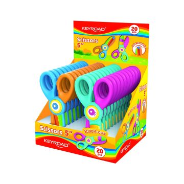 Nożyczki szkolne KEYROAD 5 cali Kiddy-cut plastikowe mix kolorów pakowane na displayu