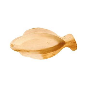 Talerz papierowy z liści palmowych wzór Fish wymiary 24 x 11 x 2,5 cm 25 sztuk