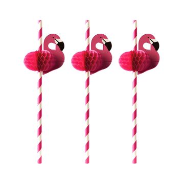 Słomki papierowe Flamingo różowe 6 mm x 200 mm opakowanie 50 sztuk