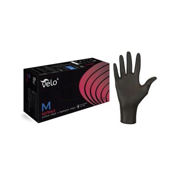 Rękawice nitrylowe VELO Nitrile Black M 100 szt.