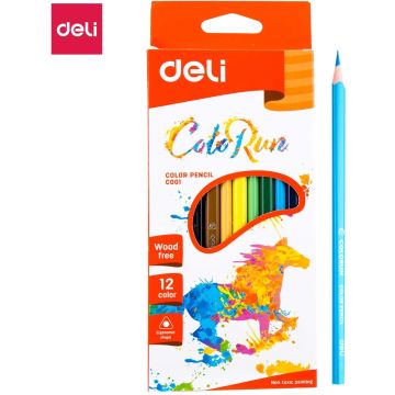 Kredki ołówkowe bezdrzewne COLORUN 12 kolorów DELI