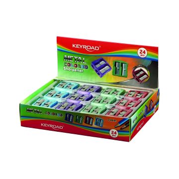 Temperówka metalowa podwójna KEYROAD Metal-Colourfull mix kolorów w pudełku