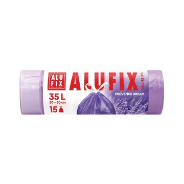 Worki na śmieci ALUFIX zapachowe HDPE fioletowe 35l 50x60 cm 15 sztuk