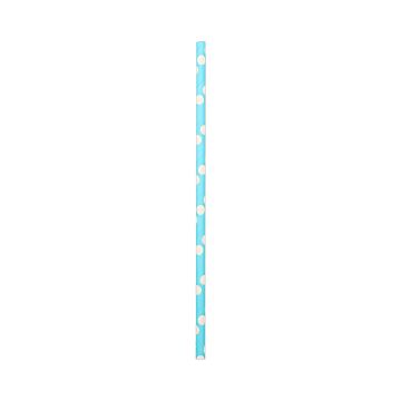 Słomki papierowe w kropki niebieskie 19,5 cm, 12 sztuk