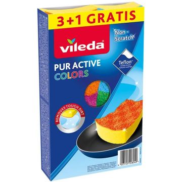 Gąbka Vileda Pur Active Colours do Teflonu 7x15cm 4 sztuki