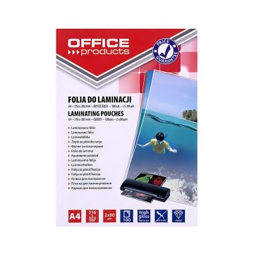 Office Products Folia do Laminowania A4 2x80µm Błyszcząca Transparentna 100 szt.