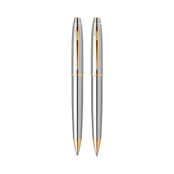 Zestaw pióro + długopis Scrikss Venus 722 w etui, kolor złoty chrom
