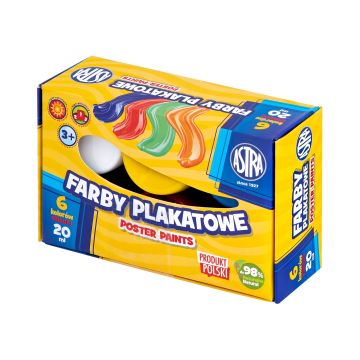 Farby plakatowe ASTRA zestaw 6 kolorów 20 ml standard