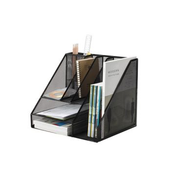 Organizer biurkowy z przybornikiem Q-CONNECT Office Set metalowy A4 czarny 1 sztuka