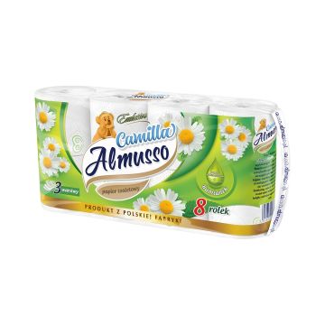 Papier toaletowy Almusso Camiolla biały, celuloza, 3-warstwowy, rumiankowy, 8 rolek