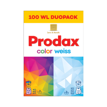 Prodax Duopack proszek do prania kolorów i białego, 6,5 kg, niemiecki, 100 prań, wydajny
