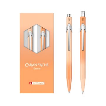 Zestaw długopis Caran d'Ache 849 i ołówek 844 Sunset Sky w etui pomarańczowym