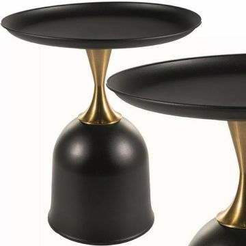 Stolik kawowy okrągły metalowy 51 cm czarny mat Libra Signal