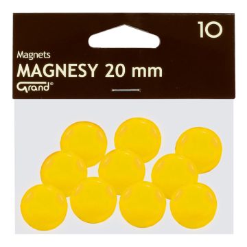 Magnes 20mm GRAND, żółty, 10 sztuk