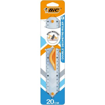 Linijka DOUBLE RULER 20cm z uchwytem blister BIC