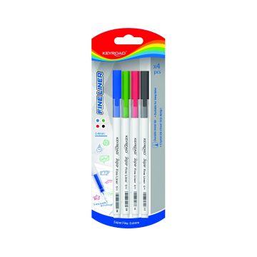 Cienkopis KEYROAD 0,4 mm czarny 4 sztuki w blistrze