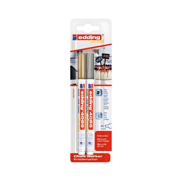 Marker kredowy Edding E-4085, 1-2 mm, blister 2 sztuki mix kolorów