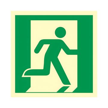 Znak ewakuacyjny fotoluminescencyjny Wyjście ewakuacyjne prawostronne 150x150 mm PCV