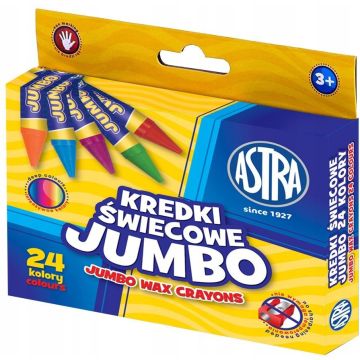 Kredki Świecowe JUMBO Grube Astra Zestaw 24 Kolory Szkolne