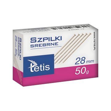 Szpilki Tetis srebrne 15 mm, 50 gram