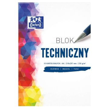 Blok techniczny Oxford biały format A4 10 arkuszy