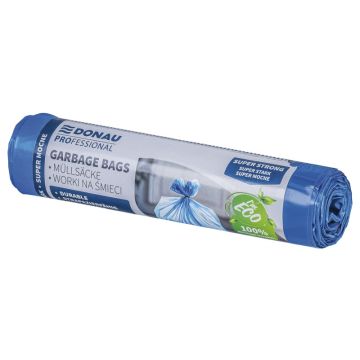 Worki na śmieci DONAU PROFESSIONAL, wytrzymałe, super mocne, z taśmą, 60l, 10 szt., niebieskie