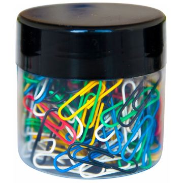 Spinacze okrągłe Q-CONNECT, 28mm, 150 sztuk w plastikowym słoiku, mix kolorów