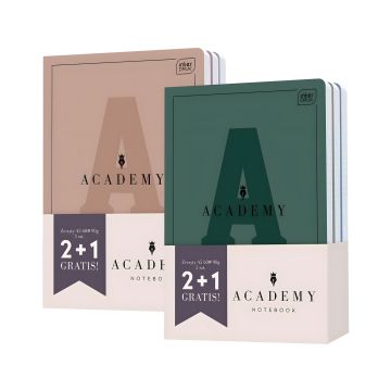 Zestaw zeszytów A5 w kratkę 60 kartek Academic Hybrydowy zestaw 2+1